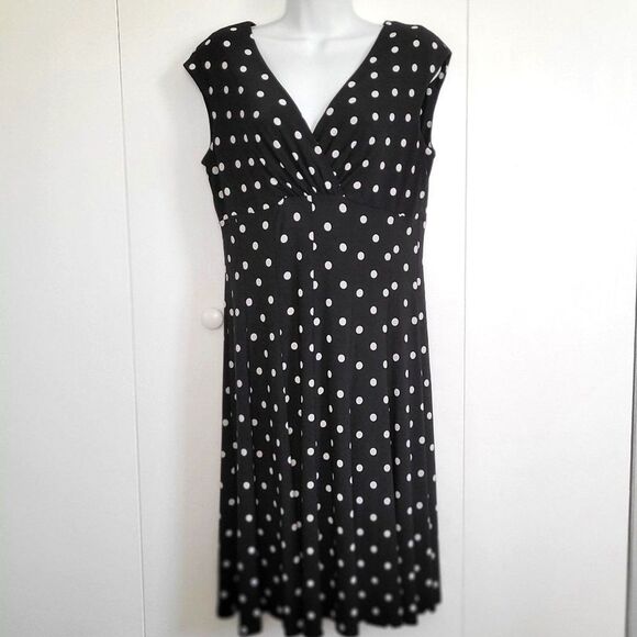 Vintage Lauren Ralph Lauren Womens Polka Dot Dress 10 Y2K Carrier Cocktail Party - Picture 1 of 9